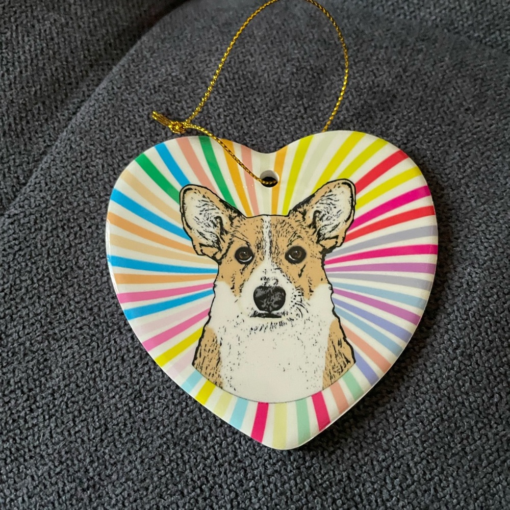 Heart corgi ornament